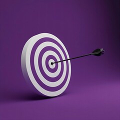  purple and white bullseye target with a single arrow hitting the bullseye, set against a warm orange background, symbolizing success and creativity.
