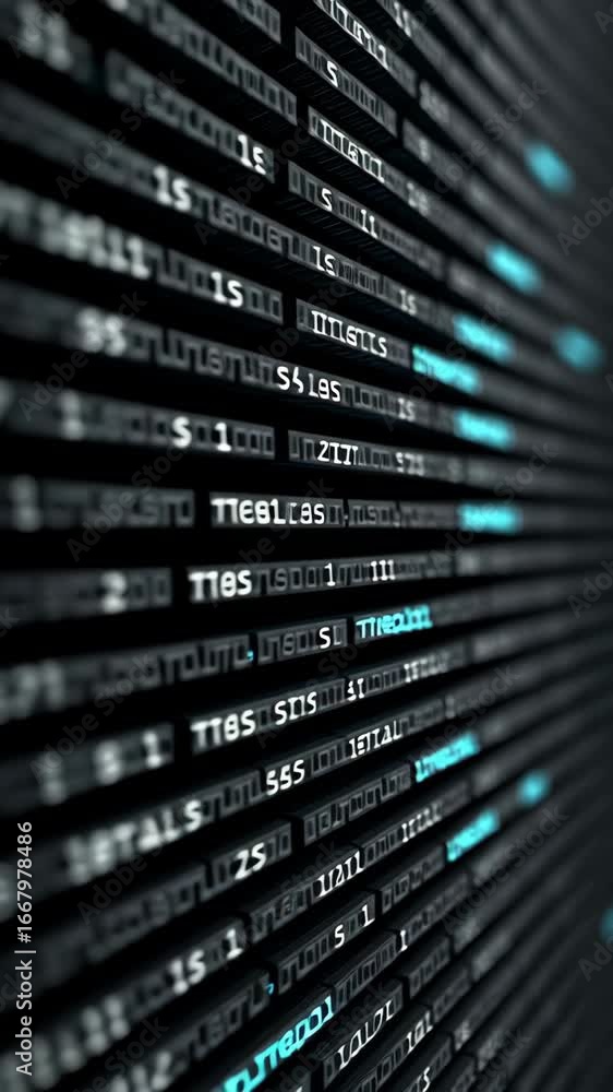 Poster abstract digital data stream glowing blue elements showcase technology, information flow, and mesmer