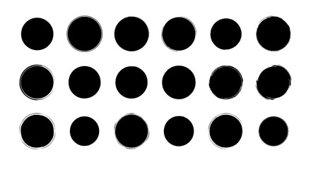 Elegant black circles with textured edges on white background, perfect for design projects