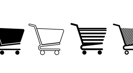 Modern shopping cart icons offer diverse choices for online retail and e-commerce branding needs © Myanee