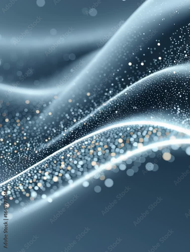 Poster ethereal waves of light and shimmering particles create mesmerizing abstract background, evoking tra