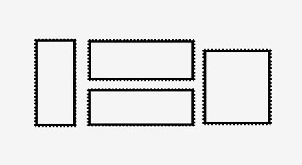 Blank postage stamps with perforated edges on a clean white background