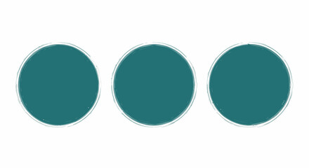 Three simple teal circles with brush stroke effect against white background