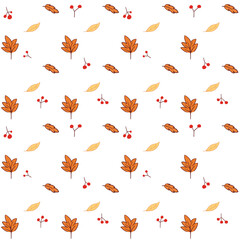 seamless pattern with autumn leaves transparent background