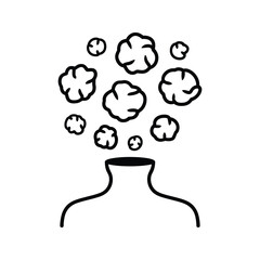 Abstract illustration of a head with thought bubbles or ideas floating out
