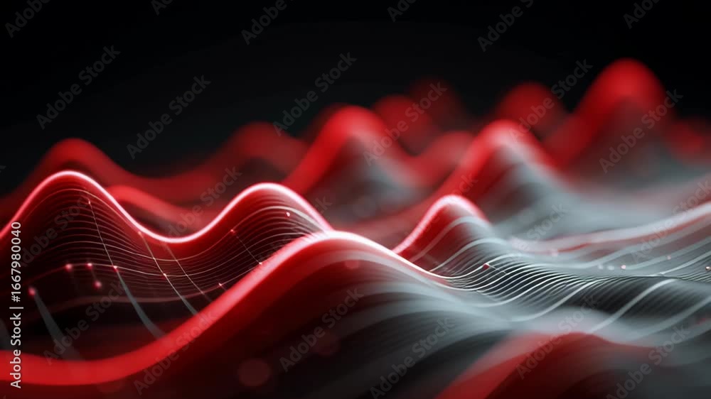 Poster dynamic red and black wave patterns an abstract design evoking motion, energy, and rhythm through st