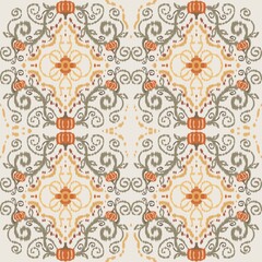 Autumn Fall Ikat Digital Seamless Background for Fabric, Scrapbook, Party Decor