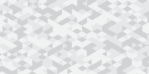 Abstract white and gray background. seamless mosaic and low polygon triangle texture wallpaper. Triangle shape retro wall grid pattern geometric ornament tile vector square element design.	
