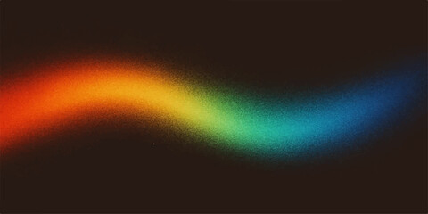 Fototapeta premium Bright colorful rainbow waves glow against a dark digital background with light ray patterns