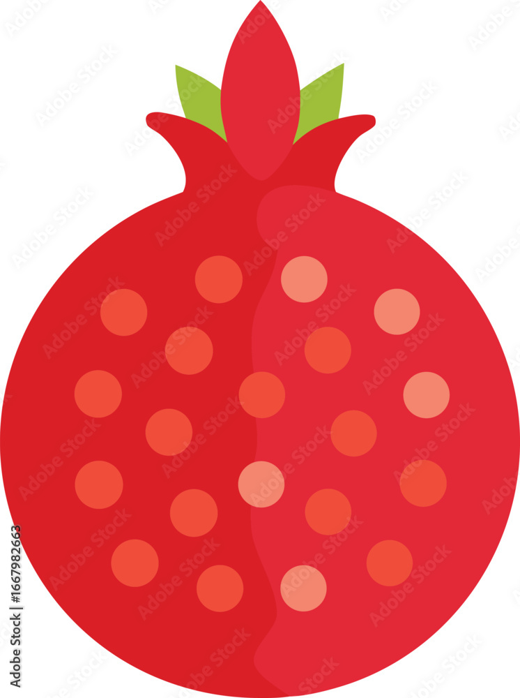 Aufkleber flat style vector pomegranate with visible seeds scalable illustration for digital and print