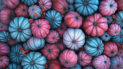 realistic pink and blue pumpkins