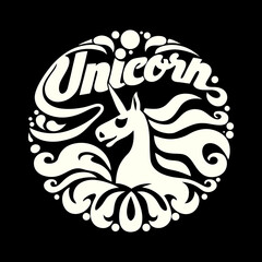 Tribal Unicorn Silhouette Emblem