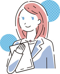 笑顔のスーツをきた女性のイラスト