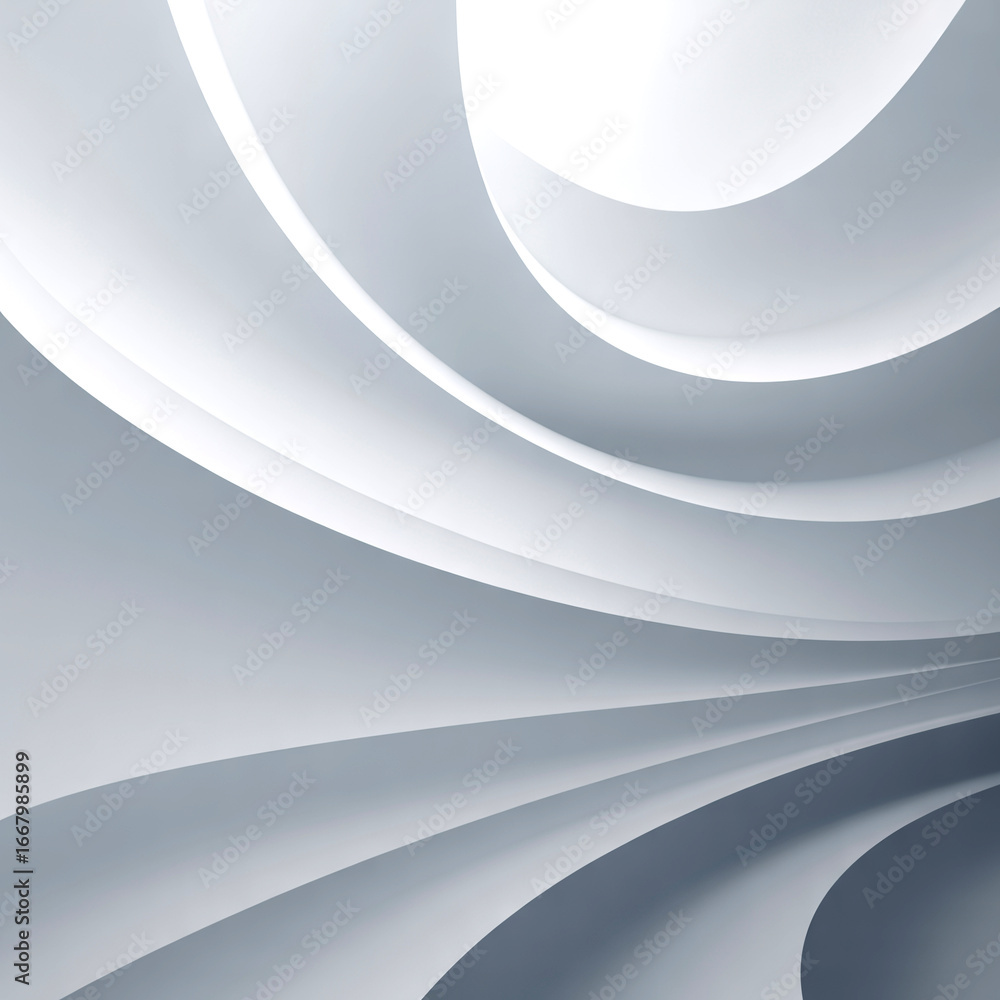 Aufkleber abstract white architecture design background with curved lines and modern minimalist style for crea