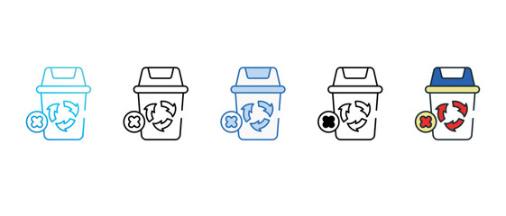 No Recycling icon design with white background stock illustration