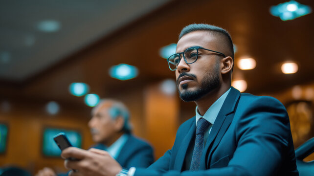 two indian businessman using smartphone together - Powered by Adobe