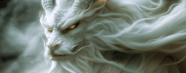 White Dragon God. Illustration On The Theme Of Mysticism And Religion, History, Manga And Comics.