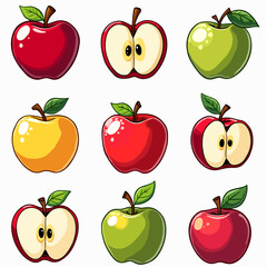 Fresh colorful fruit illustration with apples cherries and pears in a healthy cartoon style