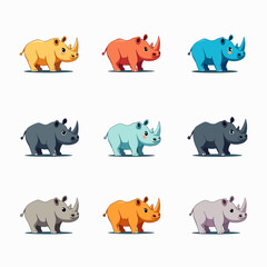 Cute set of baby cartoon animals vector illustration icons for zoo and farm pattern