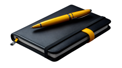 Elegant leather bound notebook with gold pen, perfect for business planning, creative writing, or stylish journaling with professional appeal