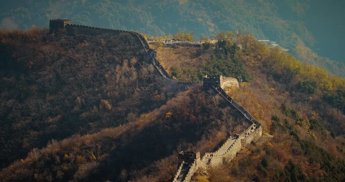 The Rugged Beauty of the Great Wall Over the Mountains