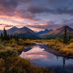 Fototapeta premium wide angle Alaska wilderness wallpaper