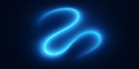 Vibrant blue fractal light waves with a glowing neon energy symbol