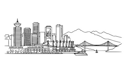 Naklejka premium Vancouver, Canada Vector Line Art