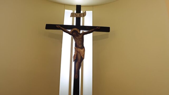 the cross of jesus can be in a church or in the open air, a mountain for example, but the love of God will always be of new life that religion helps