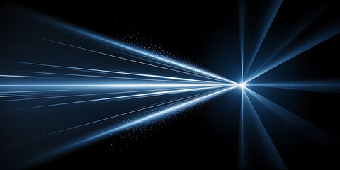 Abstract blue light streaks radiating from a central point creating a dynamic and futuristic background for technology innovation and highspeed concepts perfect for presentations and websites