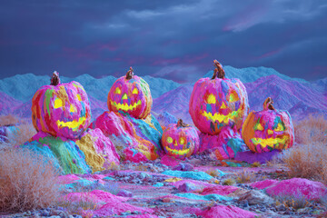 Abstract colorful Halloween background. Ai generative art