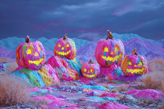 Abstract colorful Halloween background. Ai generative art