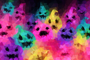 Abstract colorful  jack o lantern Halloween background. Ai generative art