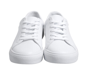 White Sneakers Side-by-Side, Clean Studio Front View, Isolated on Transparent Background