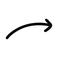 Black curved arrow pointing right on white background 1.