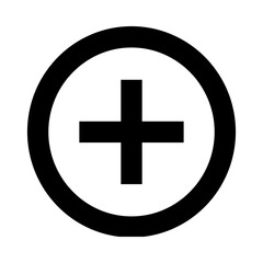 Black Plus Sign Inside a Circle Icon.
