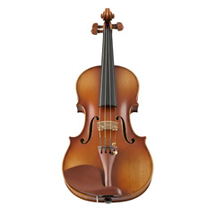 Obraz premium Violin Displays Its Classic Design, Showcasing Strings, Wood Grain, and Elegant Form on Black