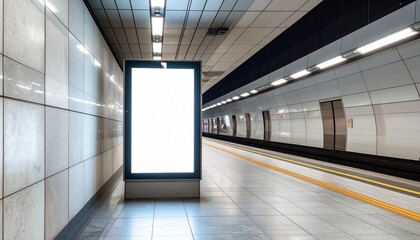 empty billboard in a subway station airport template
