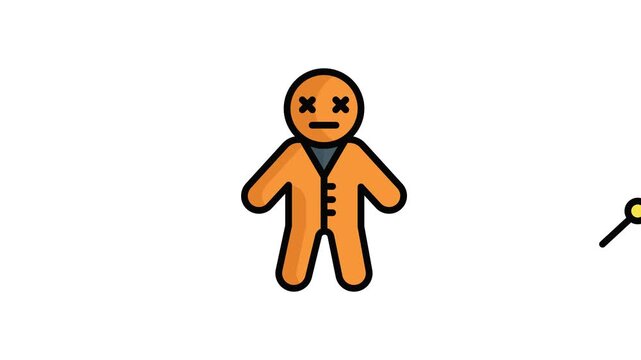 halloween, voodoo vector color line animated icon