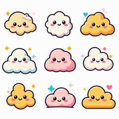 set of funny cloud