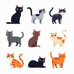 A set of kawaii cats