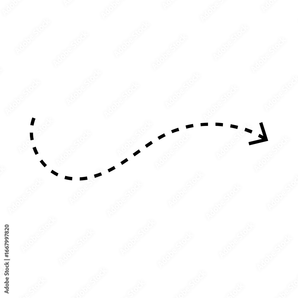 Aufkleber curved directional graphic element with dotted line and arrowhead, guiding movement and indicating a