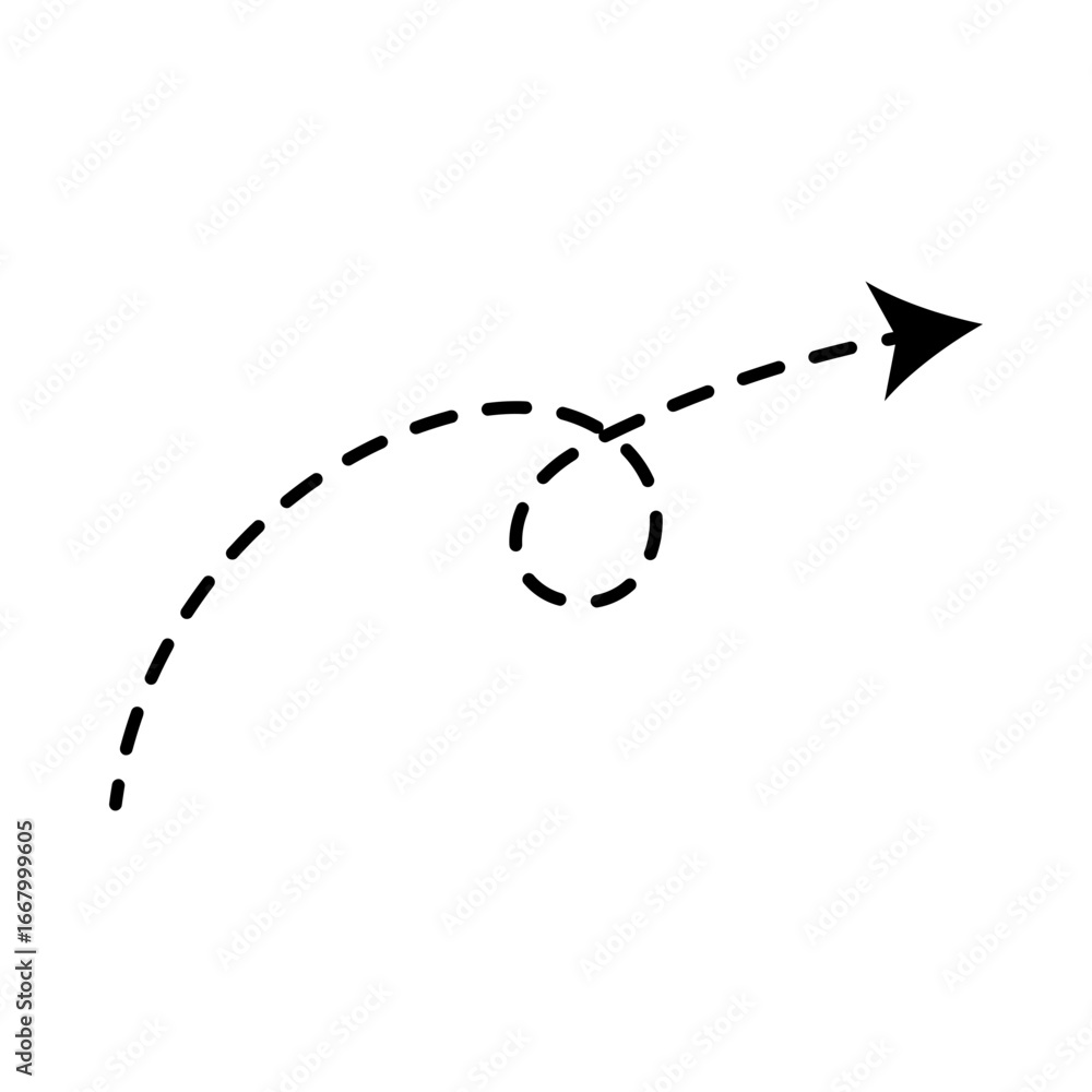 Aufkleber dashed arrow with spiral curve for direction and movement.