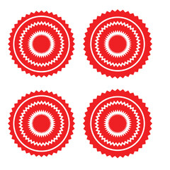 Red Starburst Price Tags Set – Sale Sticker, Discount Badge, Special Offer, Retro Burst Shape Labels