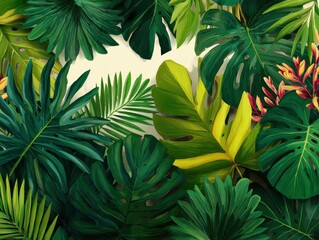 Lush Tropical Leaves Background