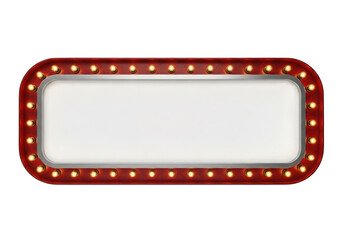 Retro cinema marquee blank sign with illuminated border and empty space for text transparent background