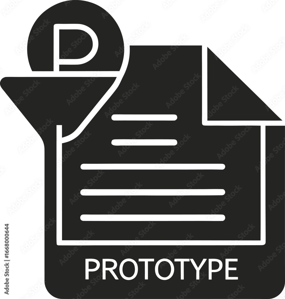 Poster prototype document icon with a circle and letter p