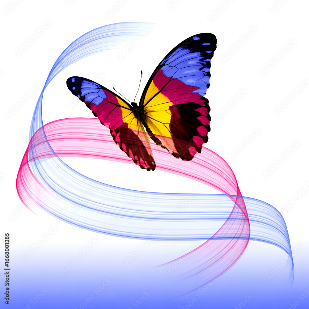 Aufkleber vibrant butterfly with colorful wings and abstract background design element for creative projects a