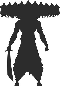 Dussehra with ravan dahan or sword black Silhouette clip art Illustration elements 