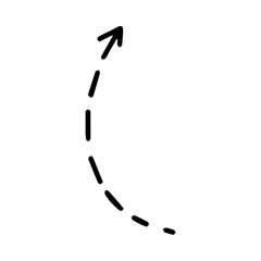 Hand drawn dashed arrow pointing up right direction indicator.